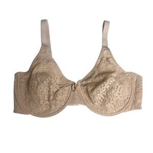 Wacoal Bra Halo Lace Molded Underwire Tan Unlined Seamless 851205‎ Women's 38D